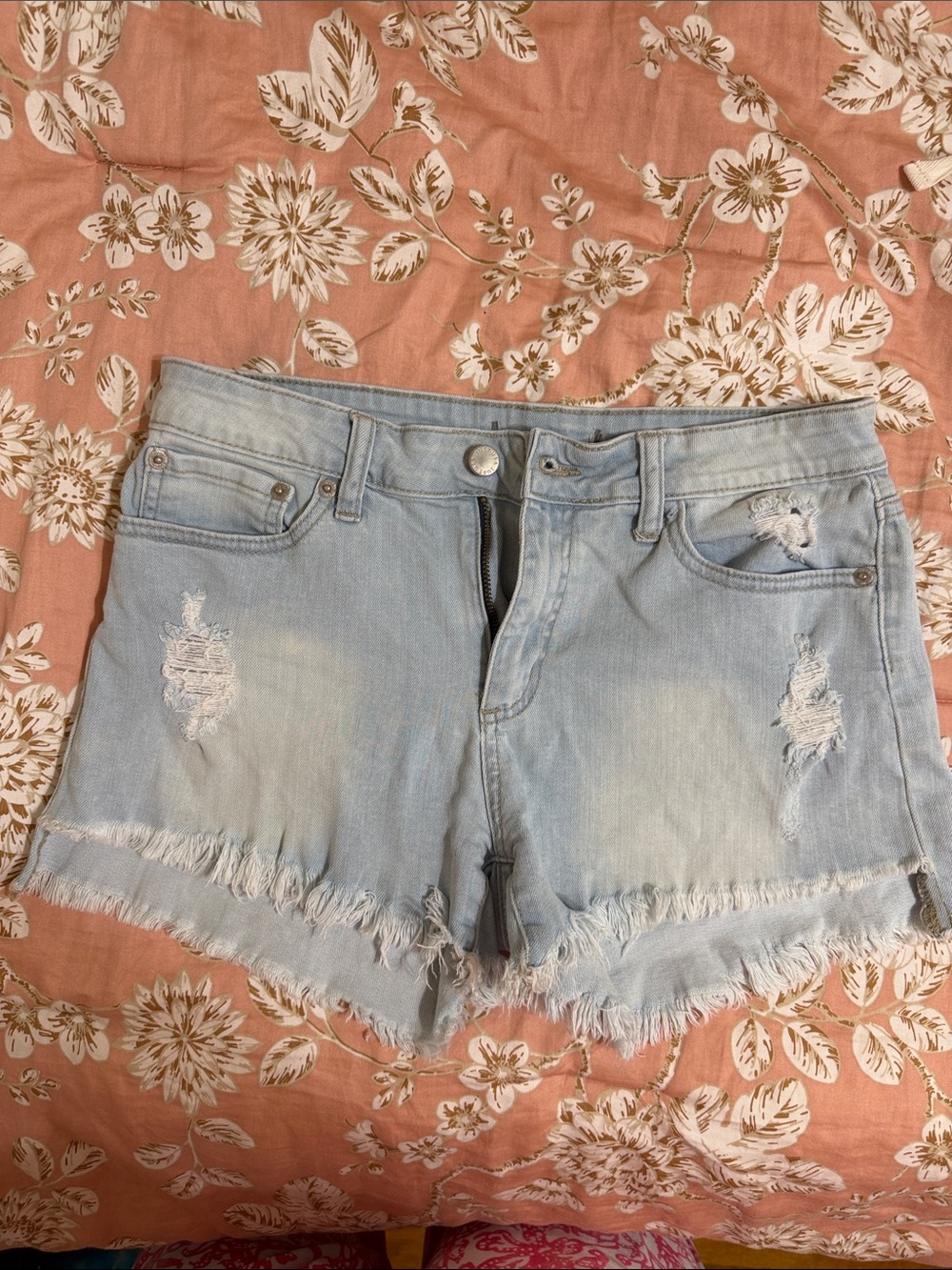Just USA Light Wash Distressed Denim Cutoff Shorts